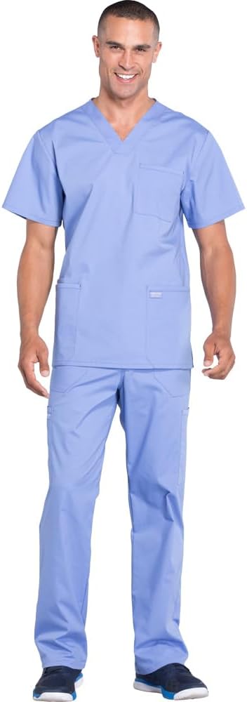 Cherokee Scrub Set for Men - 4 Pocket V-Neck Top & Cargo Pants
