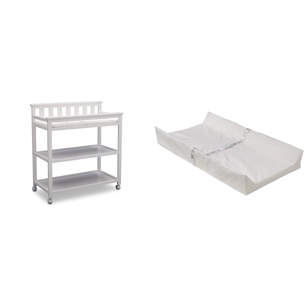 Delta Children Flat Top Changing Table with Wheels for Safety