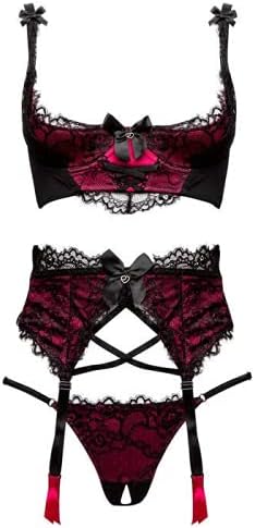 Crotchless Lingerie Set for Women - Black Boudoir Belle Style
