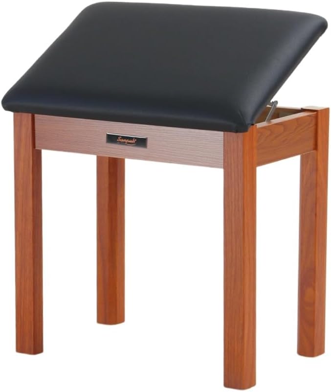 Solid Wood Piano Bench with Storage and Padded Cushion Seat