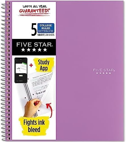 Five Star Spiral Notebook with Study App for Organized Notes