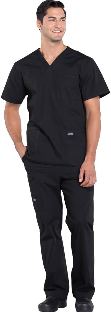 Cherokee Scrub Set for Men - 4 Pocket V-Neck Top & Cargo Pants