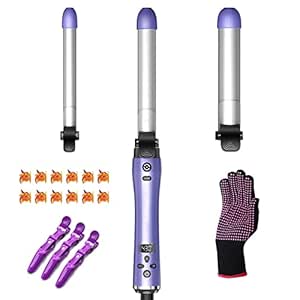 Rotating Hair Curling Iron for Big Wavy Curls with LCD Display