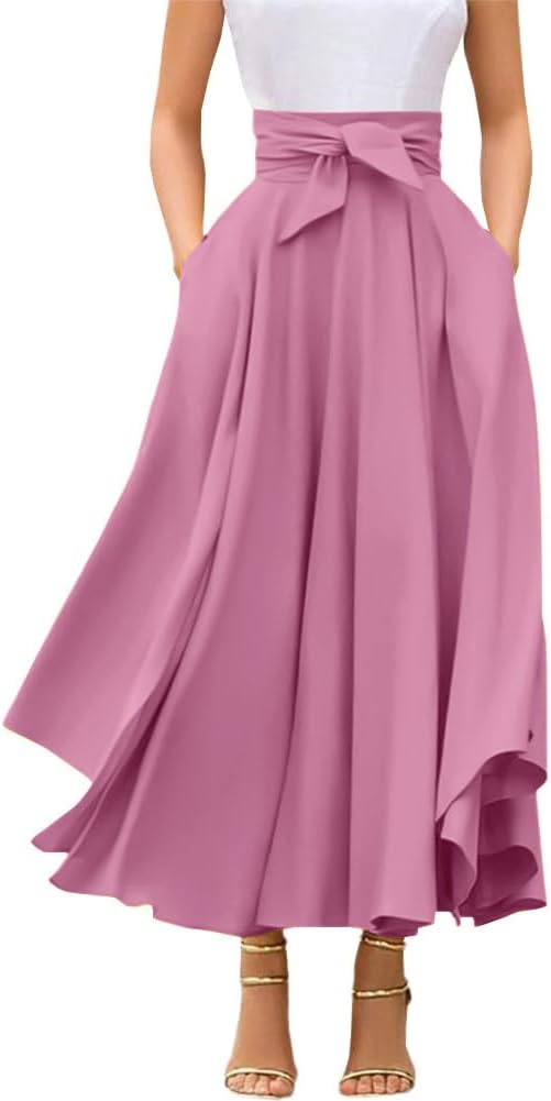Chouyatou Women's Elegant High Waisted Side Slit Maxi Skirt