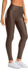 Faux Leather Leggings High Waisted Stretch Pants - Sleek Fit