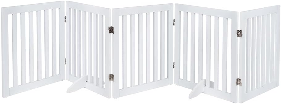 Free Standing Pet Gate for Dog and Cat - Stylish Wooden Barrier