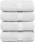 100% Cotton Bath Towels Pack of 4 - Large White, Super Soft & Quick