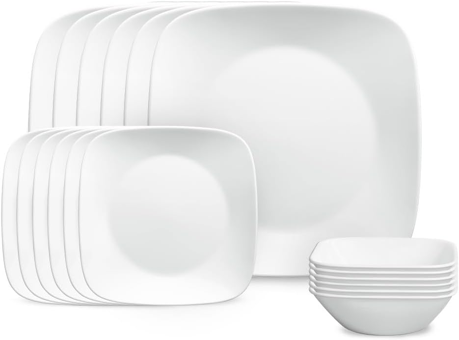 Corelle Vitrelle 18-Piece Square Dinnerware Set for 6