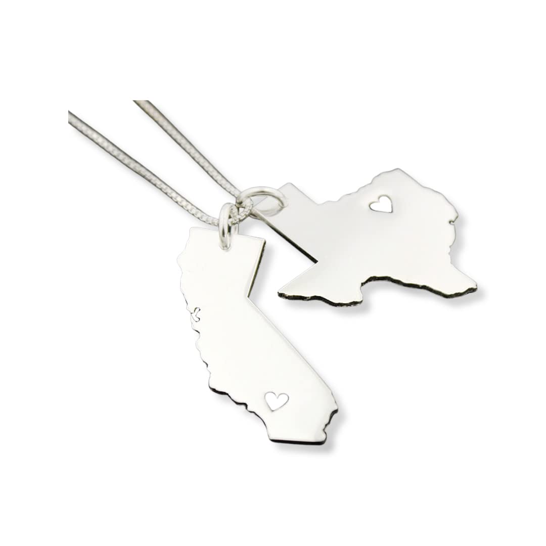 Any Two State Necklace with Heart Cut Out - Perfect Gift