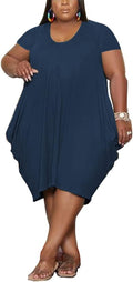 Oversize Tshirt Dress for Women Plus Size Midi with Pockets - Casual