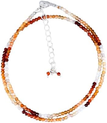 Gempires Natural Necklace with Fire Opal Beads for Her Gift