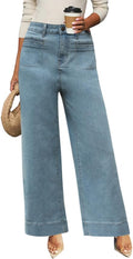 Women's High Waisted Wide Leg Jeans - Stretchy Straight (Style 6MST)