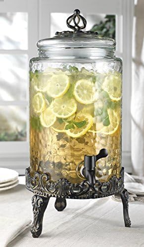Elegant Home Hammered Glass Beverage Dispenser for Parties