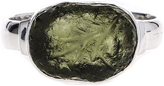 Moldavite Ring 925 Sterling Silver Handmade Natural Gemstone