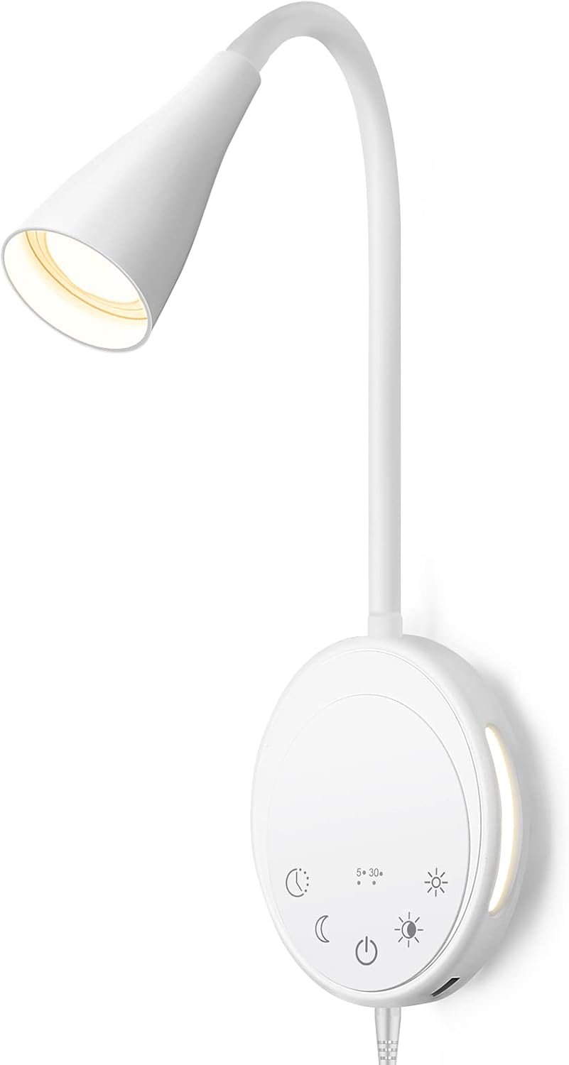 LED Wall Mounted Reading Light with Touch Control & USB Output