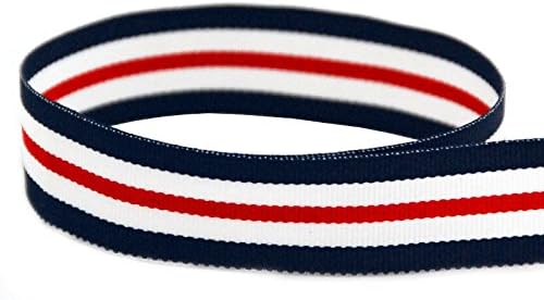 USA Made Nautical Striped Grosgrain Ribbon in Navy Red White