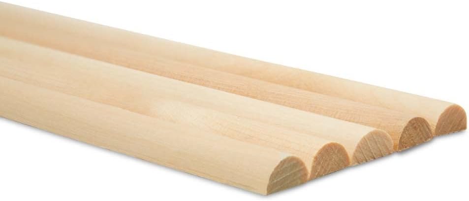 Split Wood Dowel Rods for DIY Projects - 12 Inch Fluted Trim
