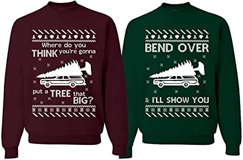 Ugly Christmas Sweatshirt for Couples by Wild Custom Apparel
