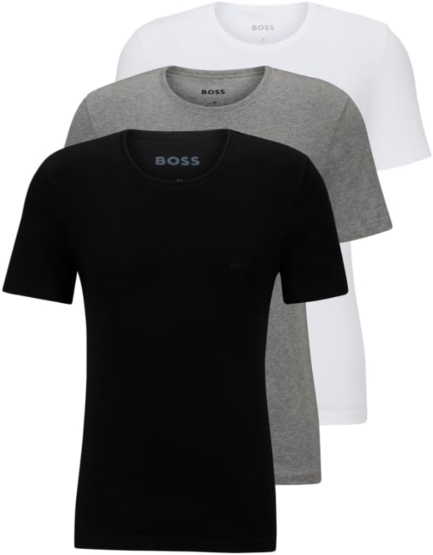 BOSS Men's 3-Pack Classic Logo Cotton T-Shirts for Comfort