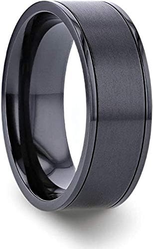 Prototype Men's Titanium Wedding Band Flat Black Ring - 8mm