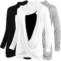 Wrap Nursing Tops 3 Pack Long Sleeve - Lightweight Postpartum Comfort