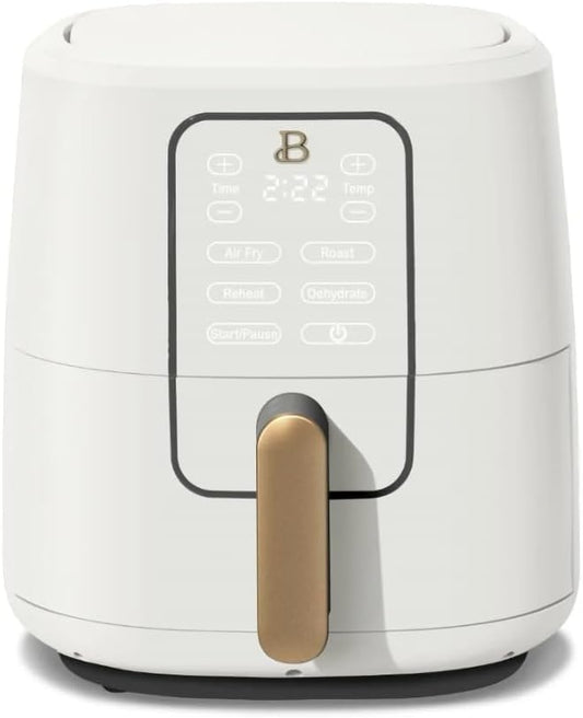 Drew Barrymore 6Qt Air Fryer: TurboCrisp Tech, Touch Display, 5lb Cap, Multi-function (White)