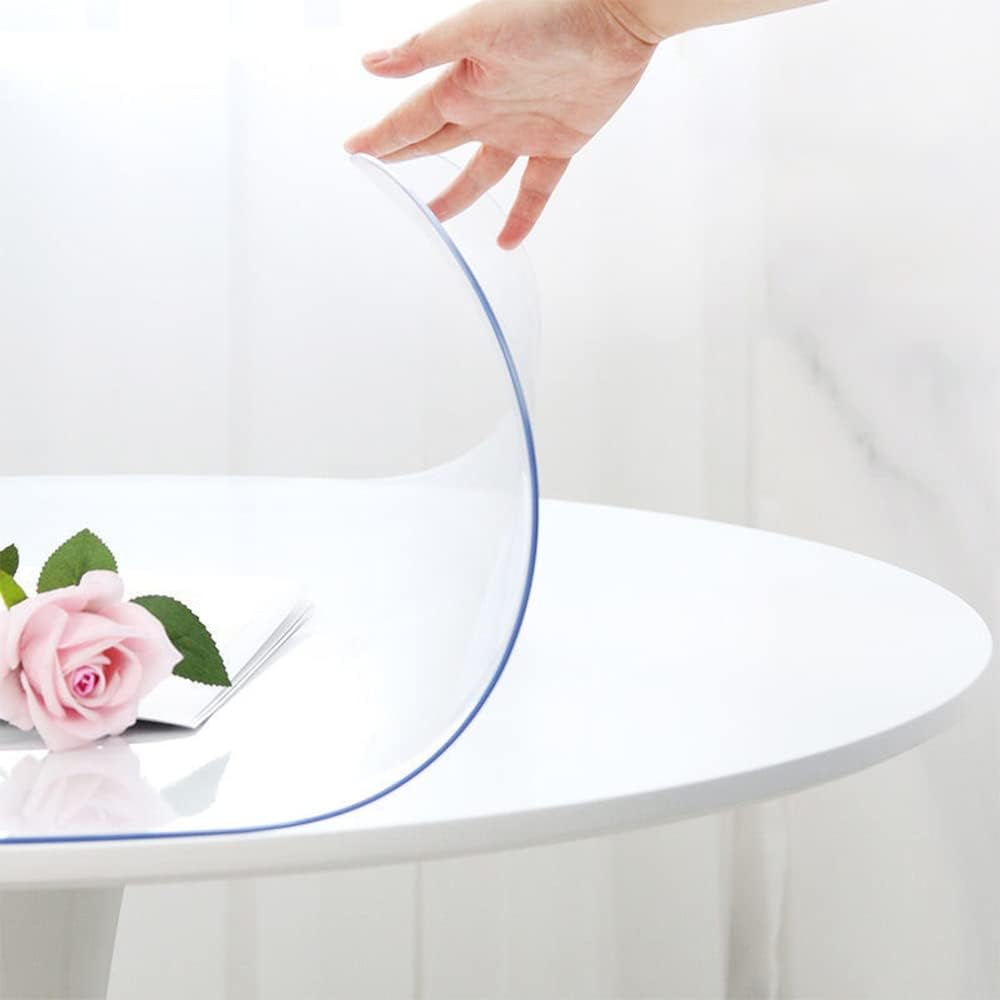 42 Inch Round Clear Plastic Table Protector for Dining Room Use