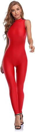 Women's Sleeveless Turtleneck One Piece Romper - Tummy Control