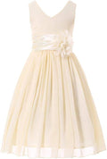 Bow Dream Junior Bridesmaids V-Neckline Chiffon Flower Girl Dress