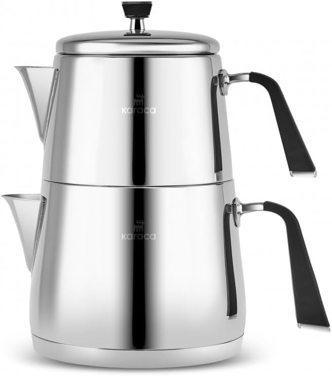 Karaca Fiona Stainless Steel Turkish Teapot Set for Elegant Tea