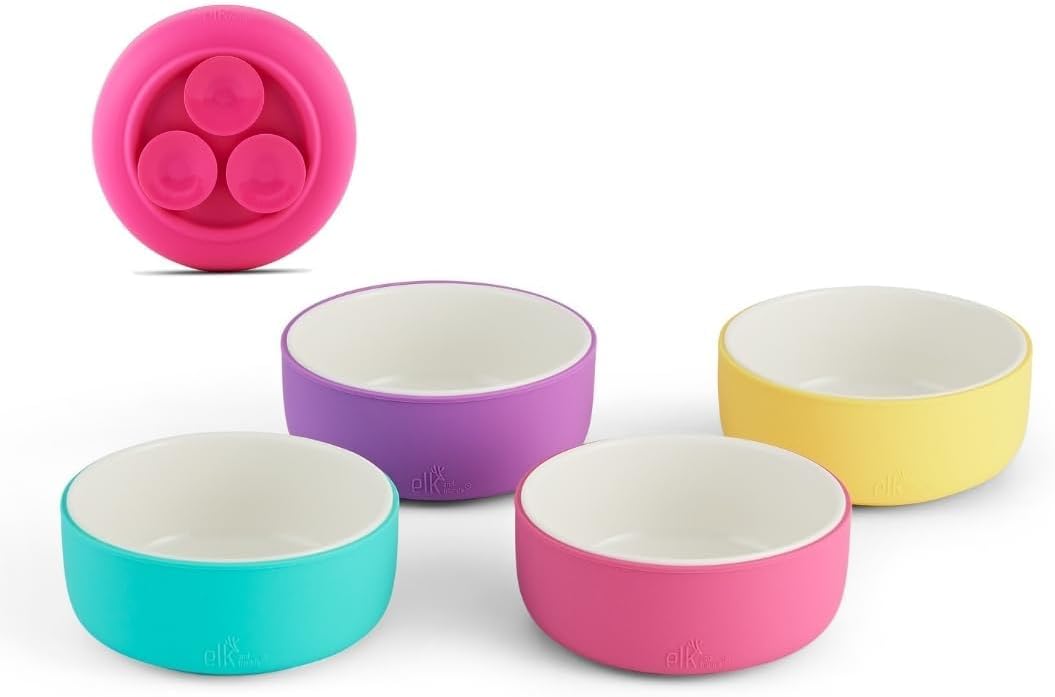 Elk and Friends Kids Porcelain Bowls with Suction Sleeve