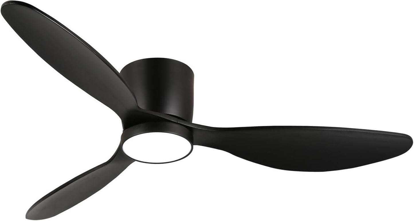 Reiga 52 Inch Modern Flush Mount Ceiling Fan with Light Remote