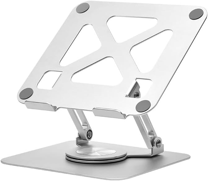Height Adjustable Rotating Laptop Stand - Ergonomic Design, Aluminum, Compatible with MacBook, 10-17.3