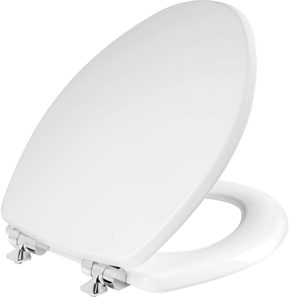 Mayfair Bennett Toilet Seat with Chrome Hinges for Elongated Toilets