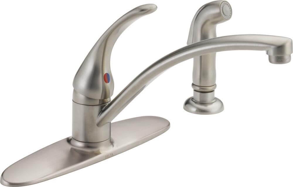 Delta Foundations Brushed Nickel Kitchen Faucet with Side Sprayer