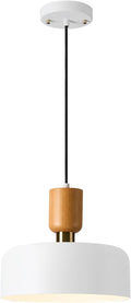 TeHenoo Modern Pendant Light 12 in Natural Wood and Brass - Adjustable