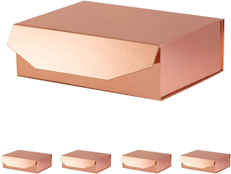 5 Rose Gold Large Gift Boxes with Lid for Special Occasions