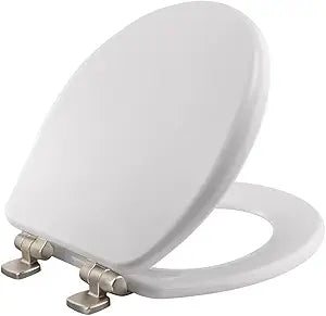 Bemis Alesio Toilet Seat with Brushed Nickel Hinges for Comfort