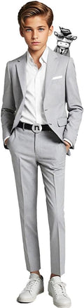 Black n Bianco Boys' Slim Fit Suit Complete Outfit - Tailored Comfort