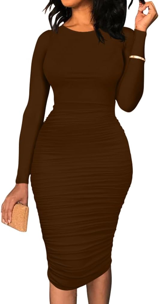 Elegant Bodycon Midi Dress for Women - Versatile Casual Style
