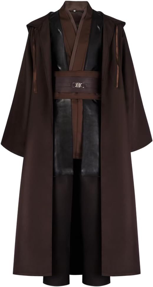 Mens Tunic Robe Knight Long Hooded Cloak for Cosplay Events