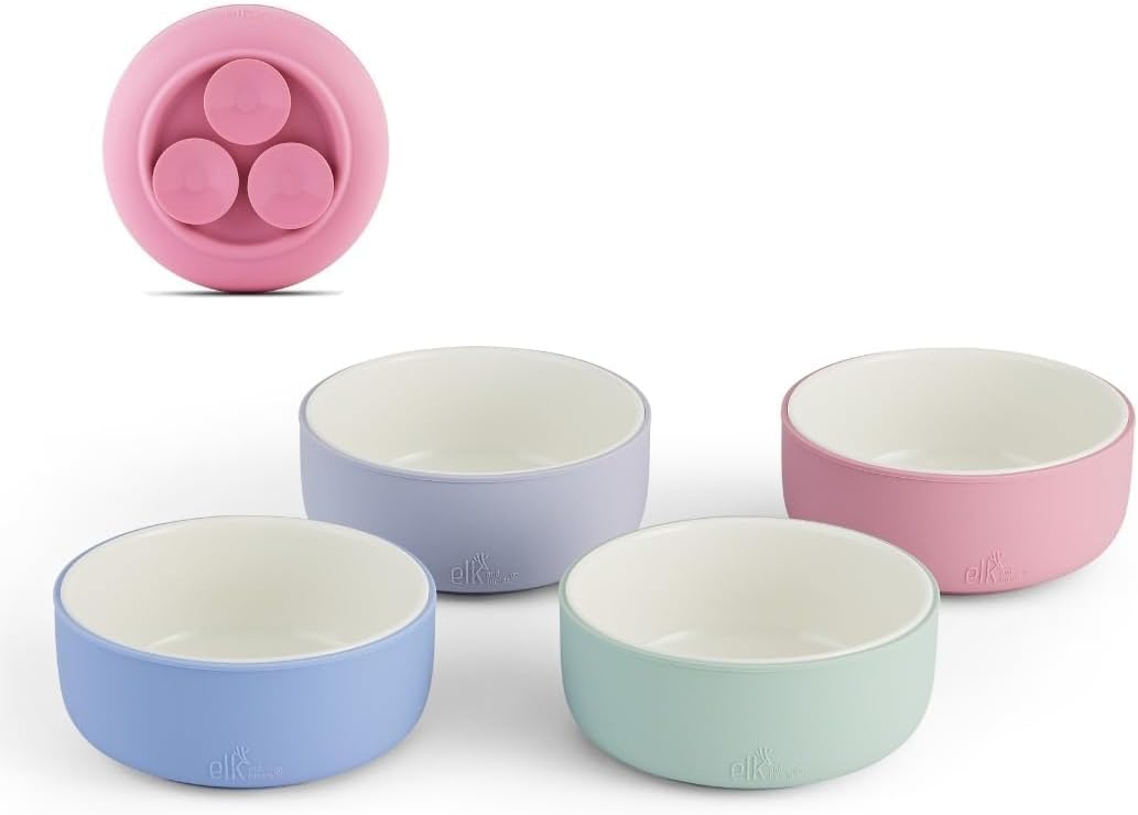 Elk and Friends Kids Porcelain Bowls with Suction Sleeve