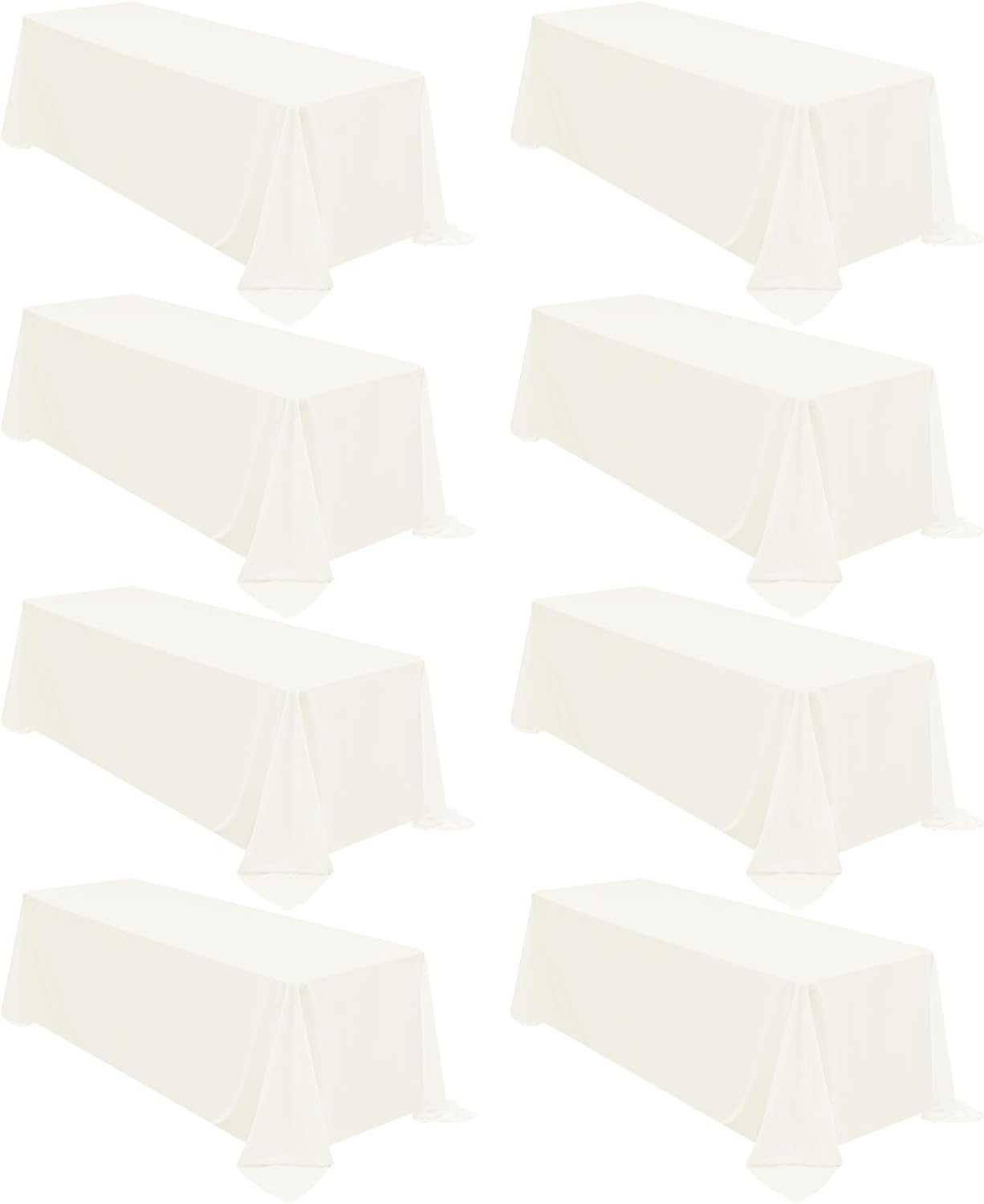 Ivory Polyester Tablecloths for 6ft Tables - 8 Pack Set