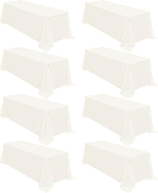 Ivory Polyester Tablecloths for 6ft Tables - 8 Pack Set