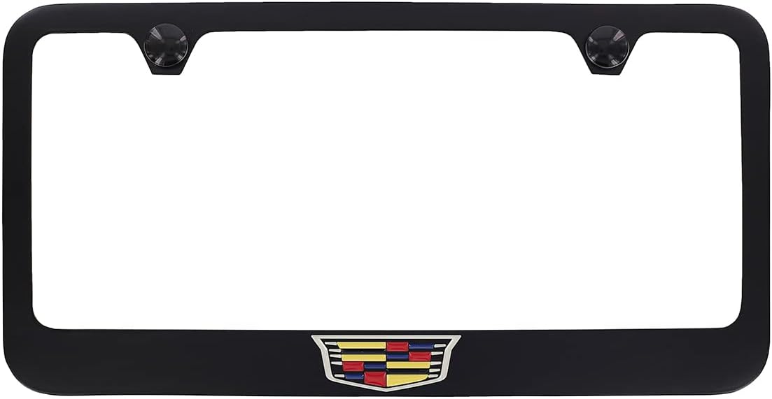 Crest Metal License Plate Frame Tag Holder - Durable Black Finish