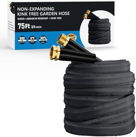 2025 Upgraded 75FT Non-Expanding Garden Hose for All Seasons