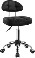 Black Square Minimalist Swivel Stool with Wheel - Height Adjustable
