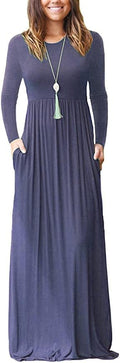 AUSELILY Women's Long Sleeve Casual Maxi Dress (Style 5YNG)