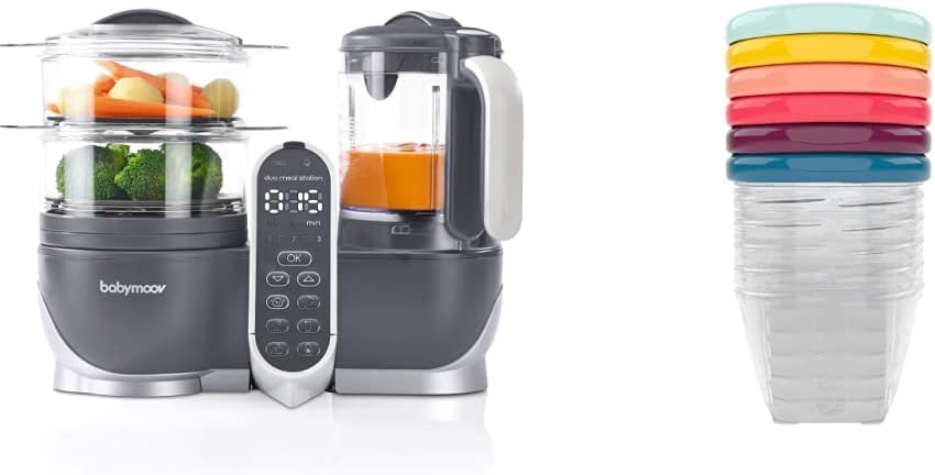 Babymoov Duo Meal Station: 6-in-1 Food Processor + 6 Leak-Proof Bowls