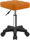 FURWOO Square Swivel Stool with Wheels PU Leather - Adjustable Salon